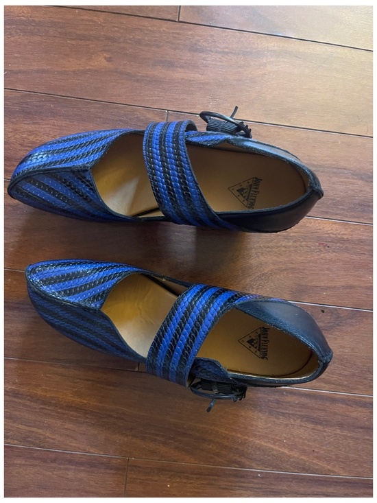 John Fluevog Shoes - John Fluevog Black & Blue Leather Mary Jane Platform Heels  Size 9